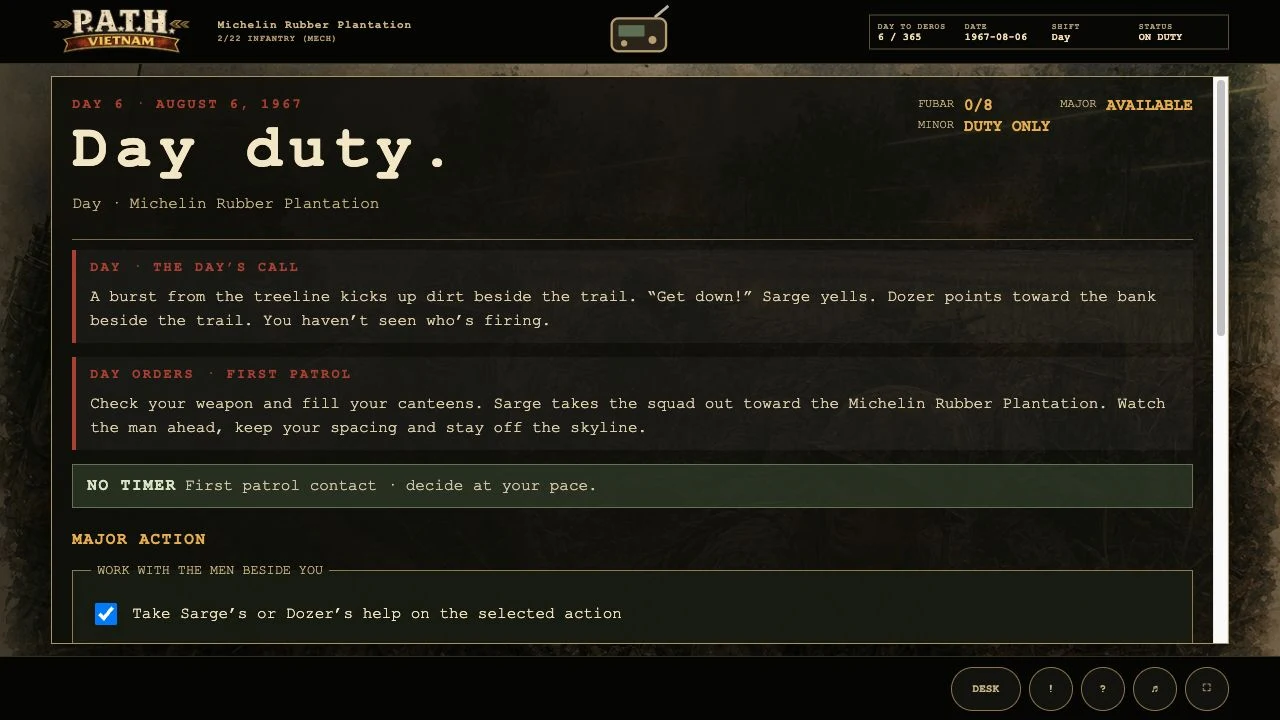 Every day, four shifts screen from the game