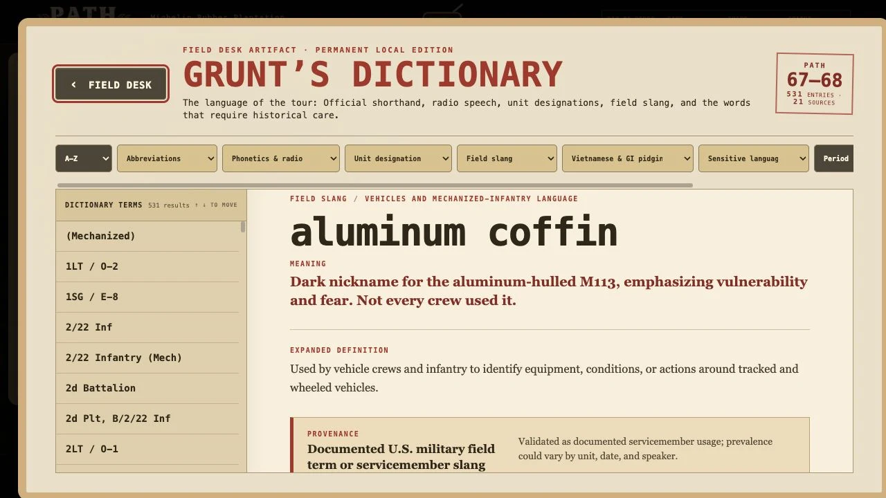Grunt’s Dictionary screen from the game